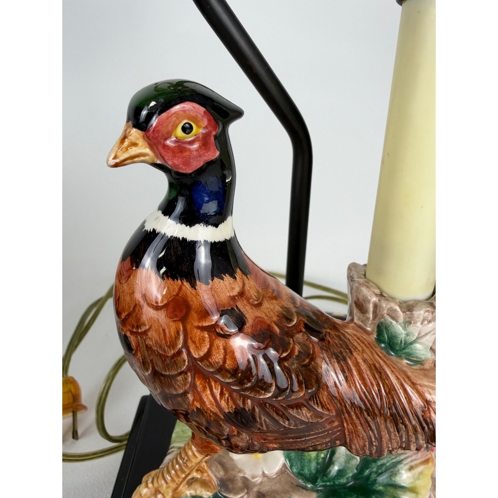 Fitz and Floyd Table Lamp Frederick Cooper Pheasant Vintage Ceramic Brass - Picture 4 of 16